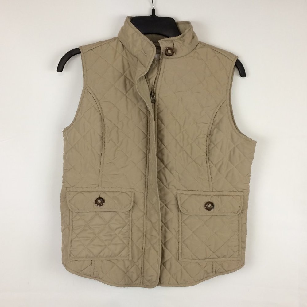 Van Heusen Womens Tan Quilted Zip Front Vest Small‎